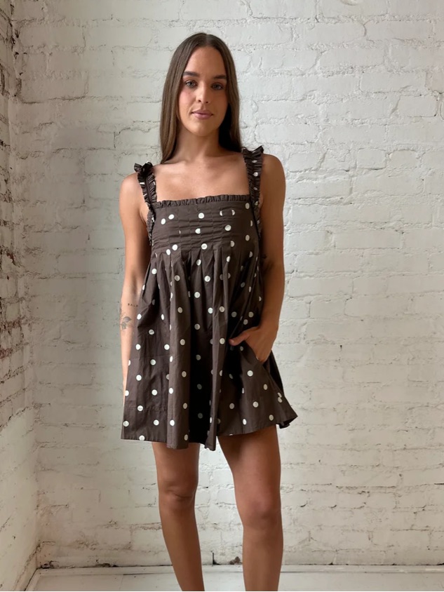 Olivaceous Brown Polka Dot Dress